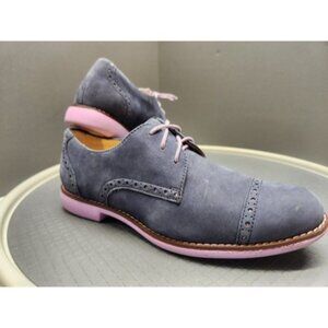Cole Haan Womens Alisa Wingtip Oxford Shoes Size 6.5 B Nubuck Navy Blue Lavender